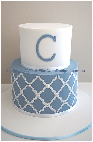 Christening Cake with cross pattern